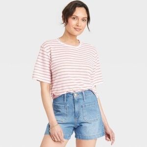 B4B9 Women's Linen Boxy Short Sleeve T-Shirt - Universal Thread™